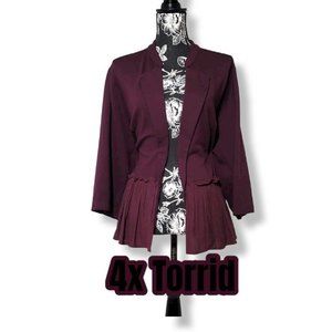 4x Torrid Blazer Ponte Chiffon Peplum Burgundy Jacket